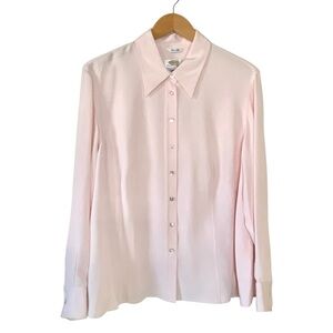 Talbots 100% Silk Button Up Blouse NWT Light Blush Pink Soft Feminine Sz 20 WP